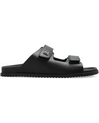 Dolce & Gabbana - Leather Slides With Logo - Lyst