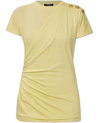 Balmain - T-Shirt With Decorative Draping - Lyst