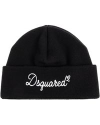 DSquared² - Wool Beanie With Embroidered Logo - Lyst