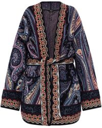 Etro - Patterned Cardigan With Belt - Lyst