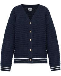 Ganni - Cardigan With Wool Trim - Lyst