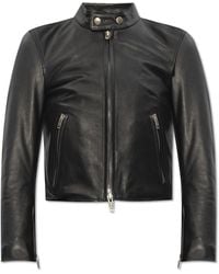 Balenciaga - Cropped Leather Jacket, - Lyst