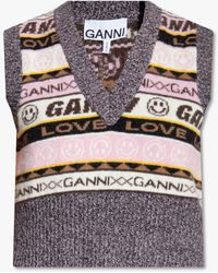 Ganni Patterned Vest - Grey