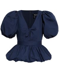 ROTATE BIRGER CHRISTENSEN - Top With Puff Sleeves - Lyst