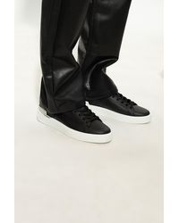 Balmain - Leather Raffia Low Top Sneakers - Lyst