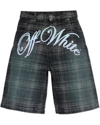Off-White c/o Virgil Abloh - Plaid Patterned Denim Shorts - Lyst
