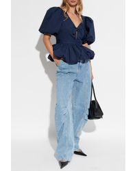 ROTATE BIRGER CHRISTENSEN - Top With Puff Sleeves - Lyst