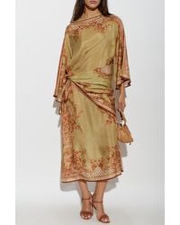 Zimmermann - Silk Dress With Decorative Waist Tie - Lyst