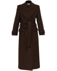 Balmain - Wool Coat With Belt - Lyst
