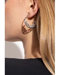 McQueen - Earrings With A Logo Encrusted With Sparkling Crystals - Lyst