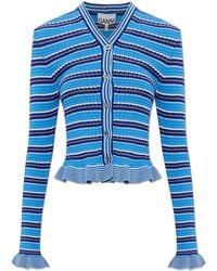 Ganni - Cardigan Finished With A Ruffle - Lyst