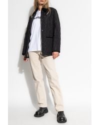 Burberry - Quilted Jacket With Corduroy Collar - Lyst