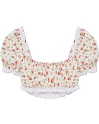 Dolce & Gabbana - Short Top With Floral Motif - Lyst
