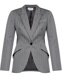 McQueen - Wool Blazer With Herringbone Pattern - Lyst