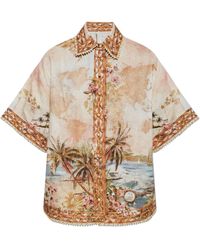 Zimmermann - Linen Shirt With Print - Lyst