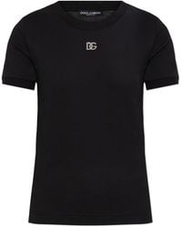 Dolce & Gabbana - T-Shirt With Shimmering Logo - Lyst