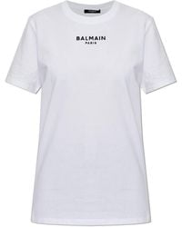 Balmain - T-Shirt With Embroidered Logo - Lyst