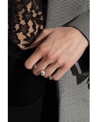 Alexander McQueen - Antiqued Double Pearl Skull Ring - Lyst