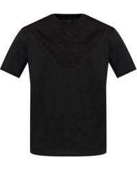Emporio Armani - T-Shirt With A Logo And A Velvet Finish - Lyst