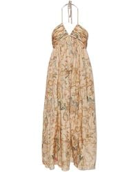 Zimmermann - Silk Dress With Floral Motif - Lyst