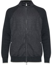Eleventy - Wool Cardigan With Stand-Up Collar - Lyst