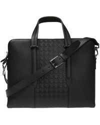 Ferragamo Embossed Briefcase - Black
