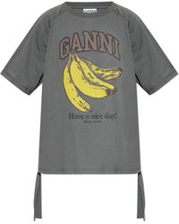 Ganni - T-Shirt With Drawstring Sides - Lyst