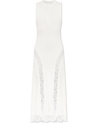 Self-Portrait - Ribbed Dress With Lace Inserts - Lyst