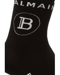 Balmain Socks With Logo - Black