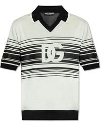 Dolce & Gabbana - Silk Polo Shirt With Logo, - Lyst
