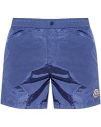 Moncler - Swim Shorts With A Logo Patch - Lyst