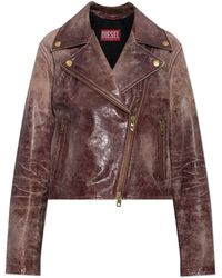 DIESEL - Leather Jacket 'L-Unatic-T1' - Lyst