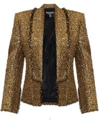 Balmain - Tweed Blazer With Sequins - Lyst