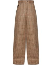 Loewe - Wool Trousers With A Check Pattern - Lyst