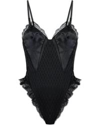 Versace - Bodysuit With Lace Inserts, - Lyst