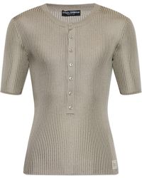 Dolce & Gabbana - Silk T-Shirt With Logo Patch - Lyst