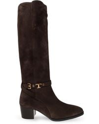 Tod's - Suede Knee-High Boots With Heel - Lyst