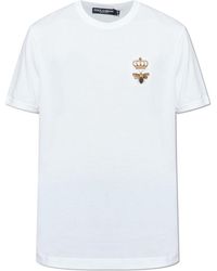 Dolce & Gabbana - T-Shirt With Logo Embroidered With Lurex Thread - Lyst