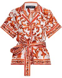 Dolce & Gabbana - Silk Shirt With "Majolica" Print - Lyst