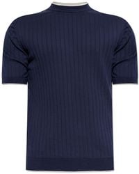 Eleventy - Ribbed T-Shirt With A Crew Neckline - Lyst