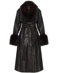 ROTATE BIRGER CHRISTENSEN - Leather Coat With Belt - Lyst