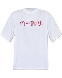 Marni - T-Shirt With A Logo And Velvet Finish - Lyst