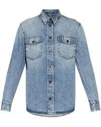 Versace - Denim Shirt With Studs - Lyst