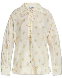 Ganni - Shirt With Floral Pattern - Lyst