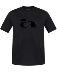 Emporio Armani - T-Shirt With A Logo And A Velvet Finish - Lyst