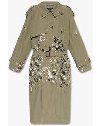 Balenciaga Trench Coat With Paint Effect - Green