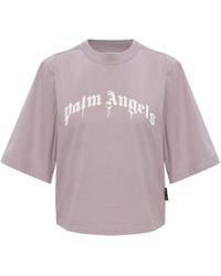 Palm Angels - Cropped T-Shirt With Printed Logo - Lyst