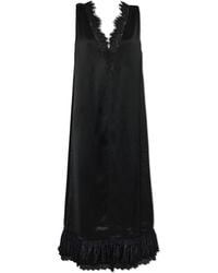 Ganni - Satin Dress With Lace Inserts - Lyst