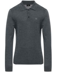 Etro - Wool Polo Shirt With Embroidered Logo - Lyst