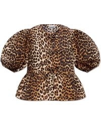 Ganni - Shirt With Animal Motif - Lyst